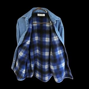 90s MENS DENIM FLANNEL LINED SHIRT JACKET SZ M